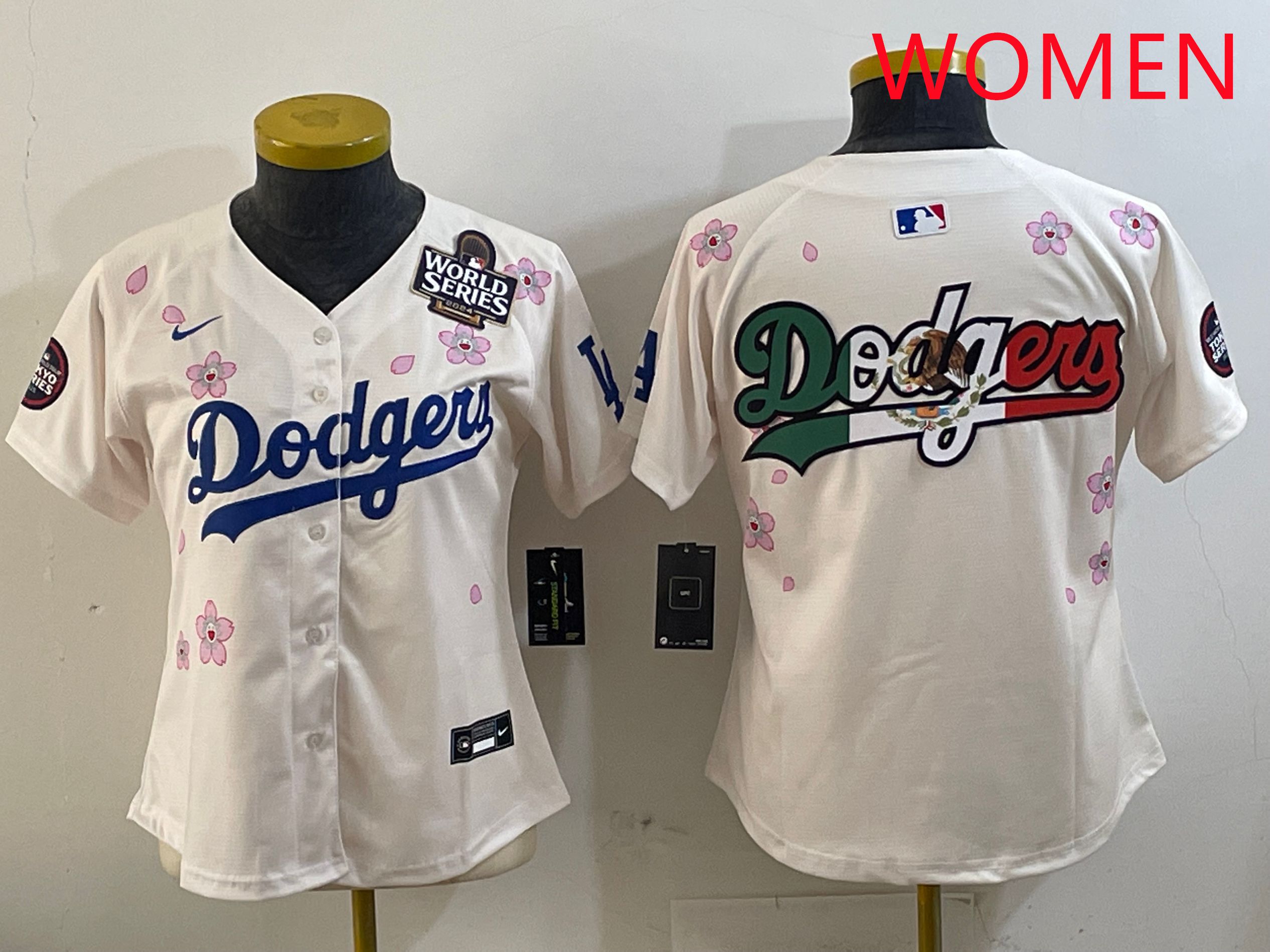 Women Los Angeles Dodgers Blank Cream Sakura Edition 2025 Nike MLB Jersey style 9